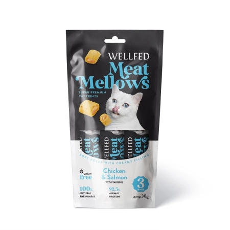 WELLFED  Meat Mellows Chicken & Salmon 3x10gr