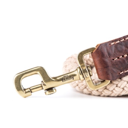 MyFamily El Paso Dog Leash in Genuine Italian Brown Leather and Rope