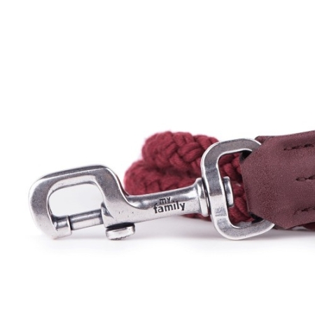 MyFamily London Dog Leash in Fine Crafted Purple Leatherette and Rope