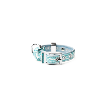 MyFamily Saint Tropez Dog Collar in Fine Crafted Turquoise Leatherette