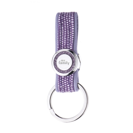 SAINT TROPEZ KEYRING LILAC LEATHERETTE WHITE BRONZE FINISHING