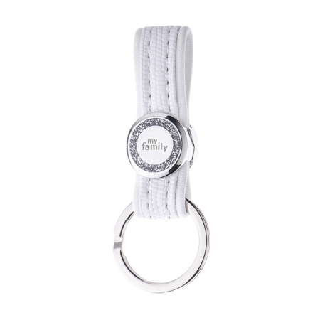 SAINT TROPEZ KEYRING WHITE LEATHERETTE WHITE BRONZE FINISHING