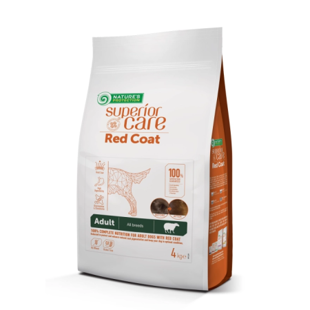 NATURE’S PROTECTION SUPERIOR CARE dry grain free food for adult dogs of all breeds with red coat, with lamb