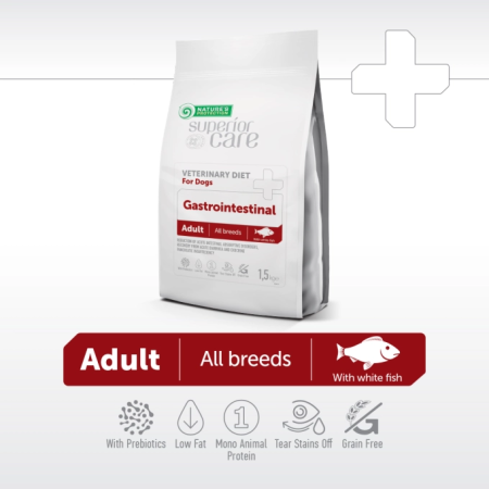 NATURE’S PROTECTION SUPERIOR CARE dry dietetic pet food with white fish for adult dogs of all breeds with digestive disorders